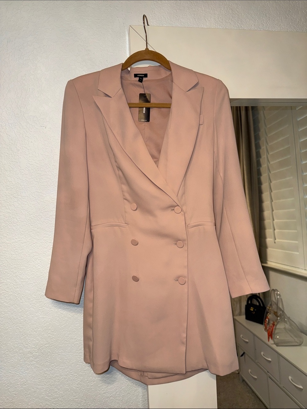 Express Blazer Dress in Dusty Pink